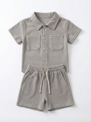 חליפת וופל פלאם מכופתרת לילדים