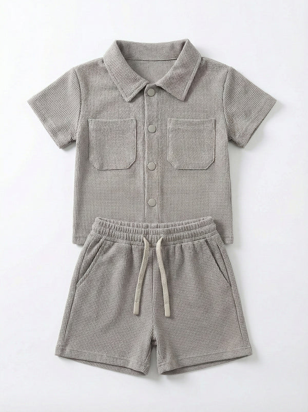 חליפת וופל פלאם מכופתרת לילדים