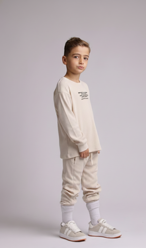 חליפה לילדים ריב כותנה מגורד דגם דפוס