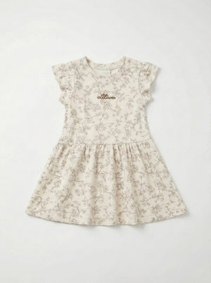 שמלה לילדות מבד ריב כותנה דגם פרחוני