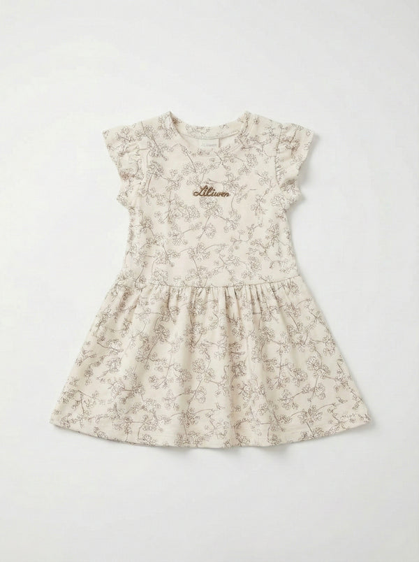 שמלה לילדות מבד ריב כותנה דגם פרחוני