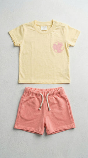 חליפה לילדות מבד טריקו וטרי דגם פרחוני