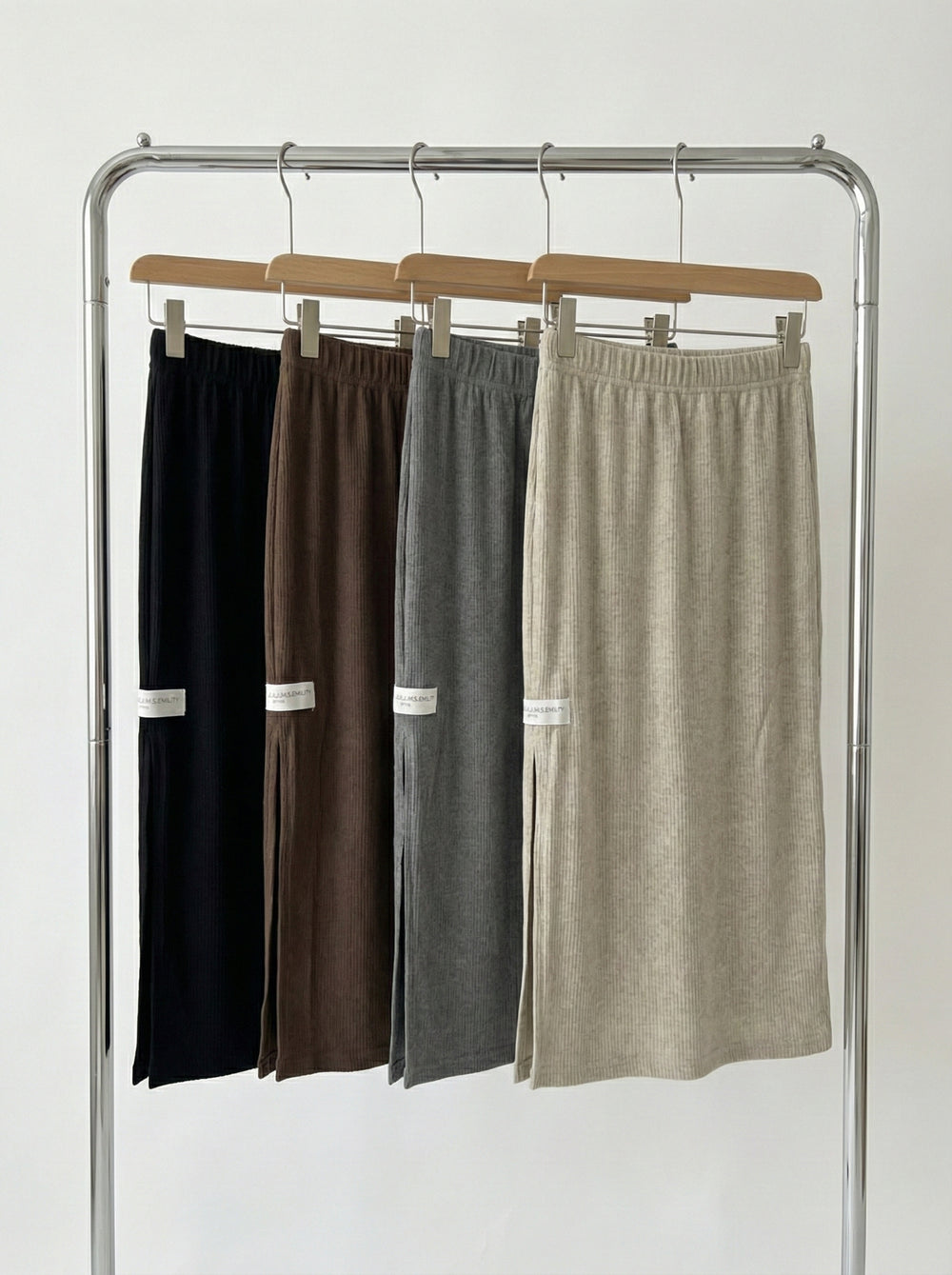 חצאית ריב כותנה לילדות גזרת קרסול עם שסע