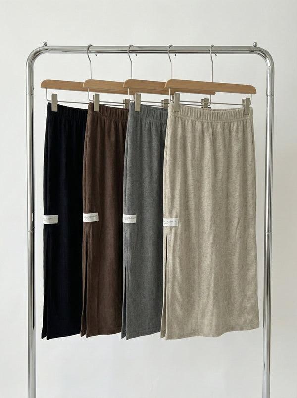 חצאית ריב כותנה לילדות גזרת קרסול עם שסע