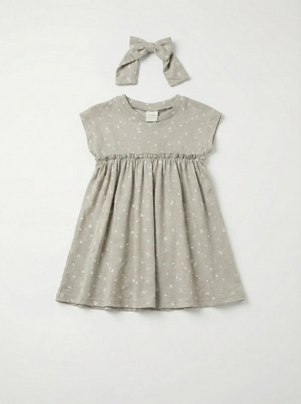 שמלה לילדות מבד ריב כותנה דגם פרחוני