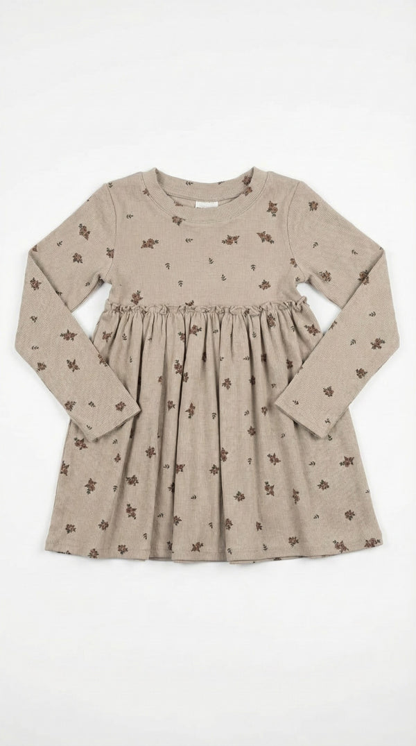 שמלה ריב עם טקסטורה פרחונית לילדות