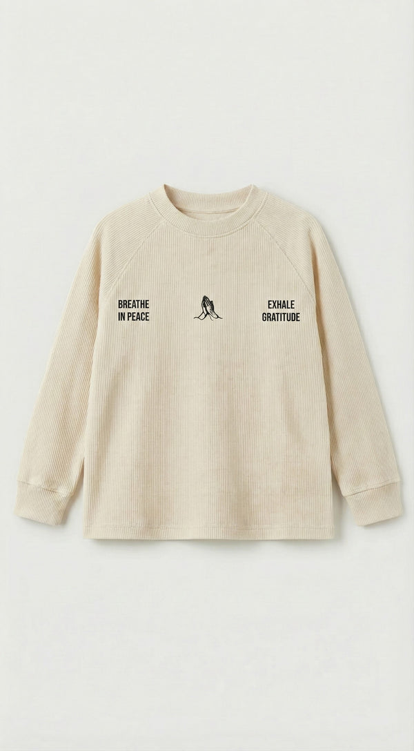 חולצה לילדים מבד ריב עבה דגם BREATH IN PEACE