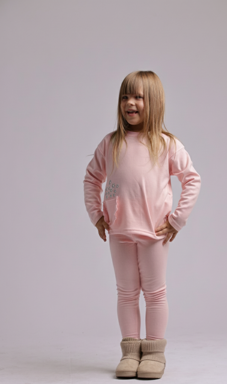 חליפת בנות פוטר דק עם כיס