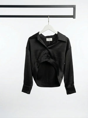 חולצה מכופתרת סאטן קרופ