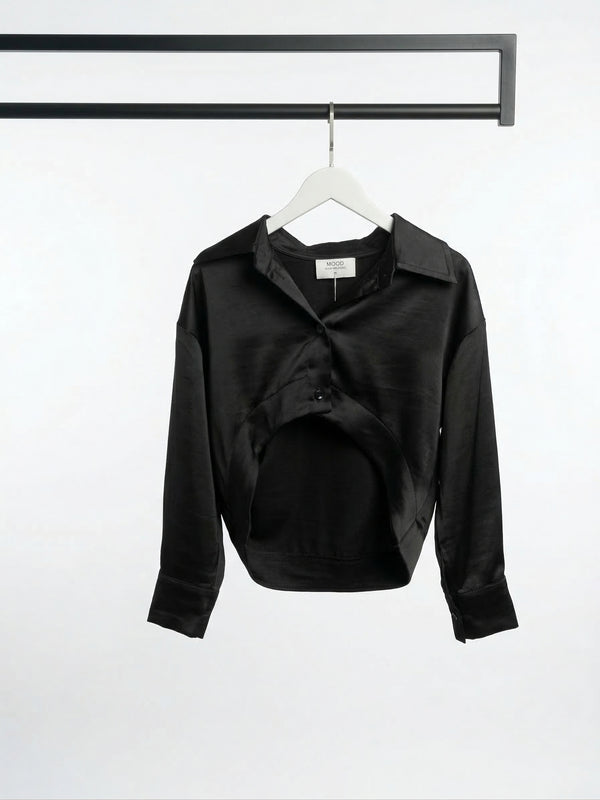 חולצה מכופתרת סאטן קרופ