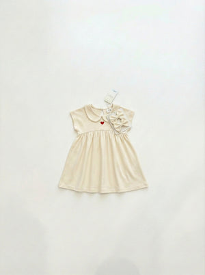 שמלה מבד ריב כותנה לב לילדות