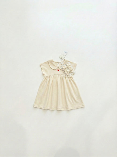 שמלה מבד ריב כותנה לב לילדות