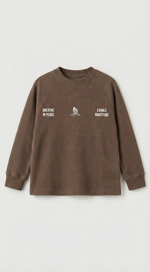 חולצה לילדים מבד ריב עבה דגם BREATH IN PEACE