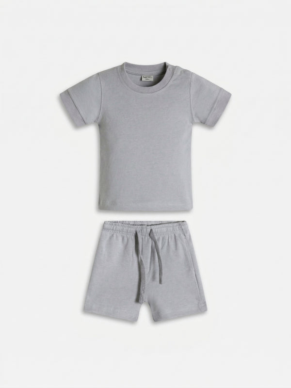 חליפה לילדים מכותנה חולצה ומכנס אוברסייז חלק