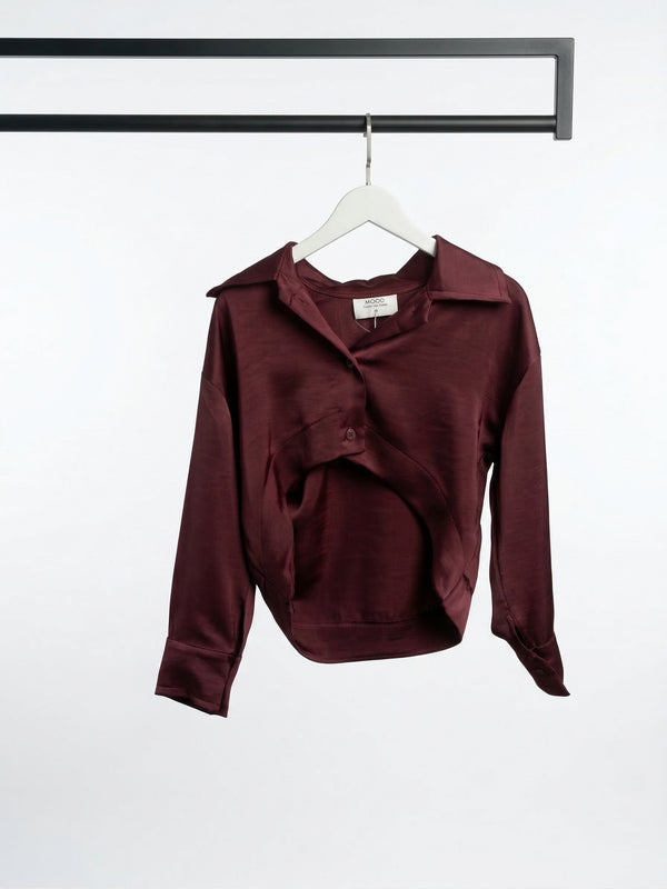 חולצה מכופתרת סאטן קרופ