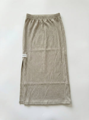 חצאית ריב כותנה לילדות גזרת קרסול עם שסע