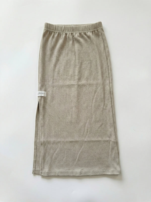 חצאית ריב כותנה לילדות גזרת קרסול עם שסע