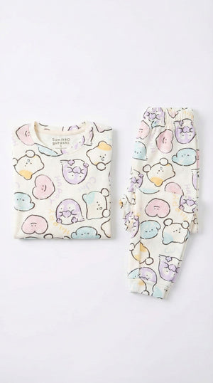 סט פיג'מה לבנות מבד פוטר הדפס דובים