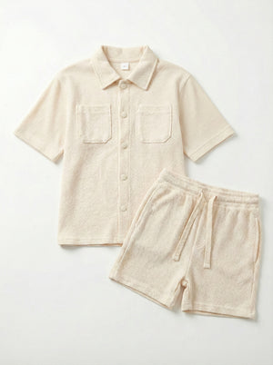 חליפת וופל פלאם מכופתרת לילדים