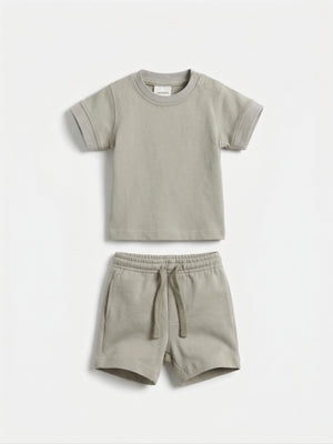 חליפה לילדים מכותנה חולצה ומכנס אוברסייז חלק