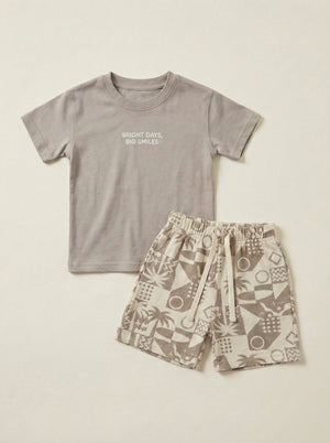 חליפה לילדים מבד טריקו וטרי דגם Bright Days , Big Smiles