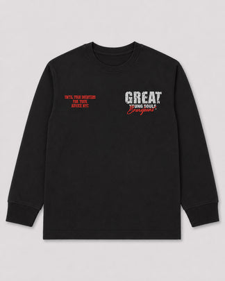 חולצת טריקו ארוכה שחורה לילדים דגם GREAT – מבט קדמי