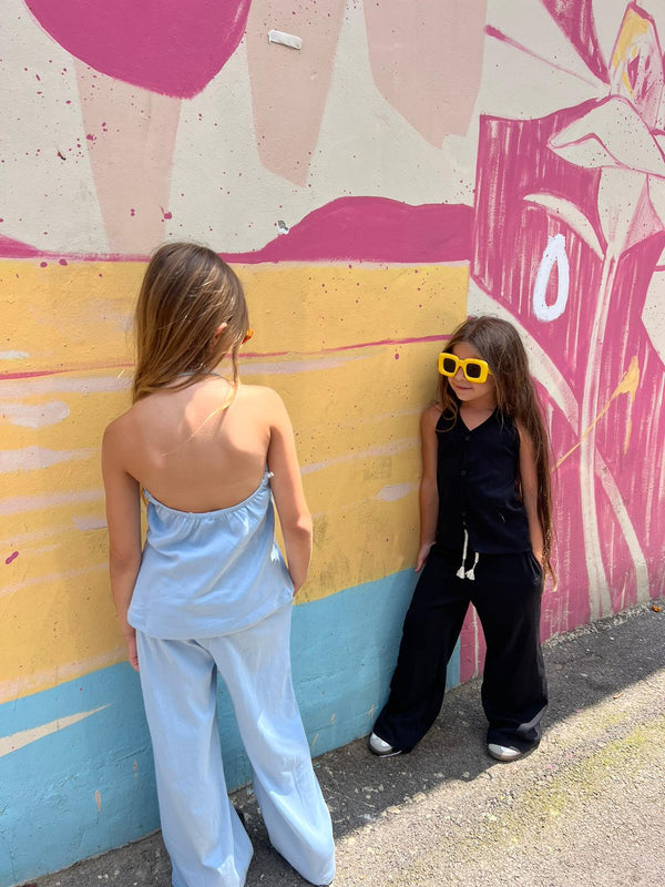 סט גופייה ומכנס קלאסי לילדות - דגם ריילין