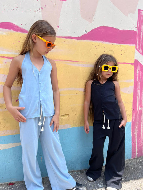 סט גופייה ומכנס קלאסי לילדות - דגם ריילין