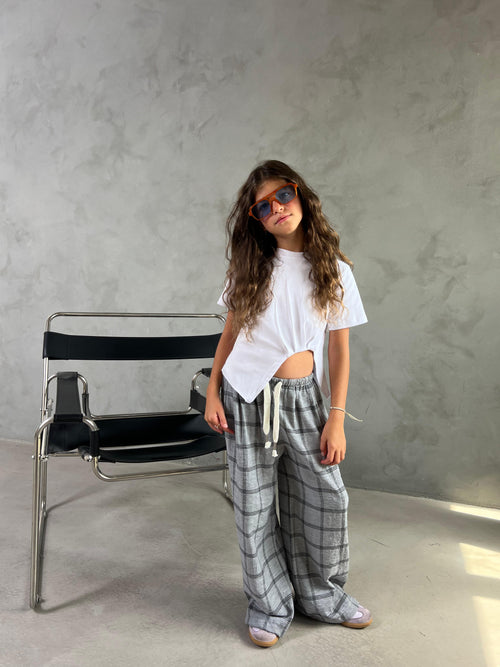 מכנס ארוך לילדות פשתן - דגם מיקה