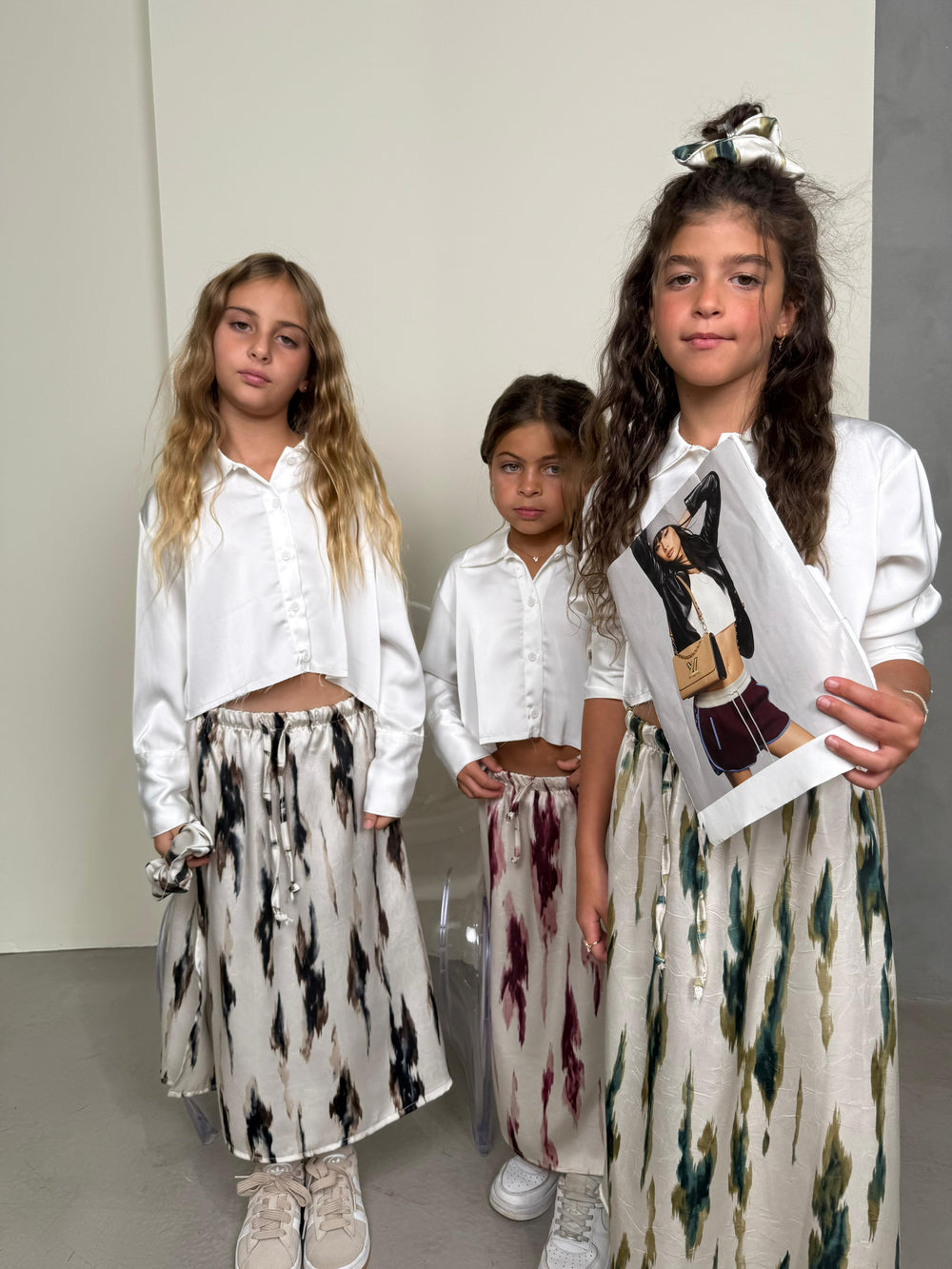 חולצה מכופתרת קרופ סאטן לילדות - דגם לני