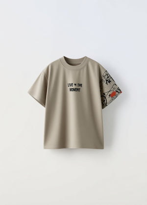 חולצה אוברסייז כותנה דגם LIVE IN