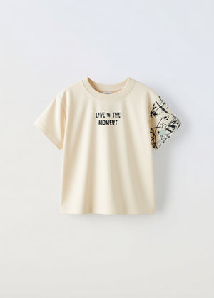 חולצה אוברסייז כותנה דגם LIVE IN