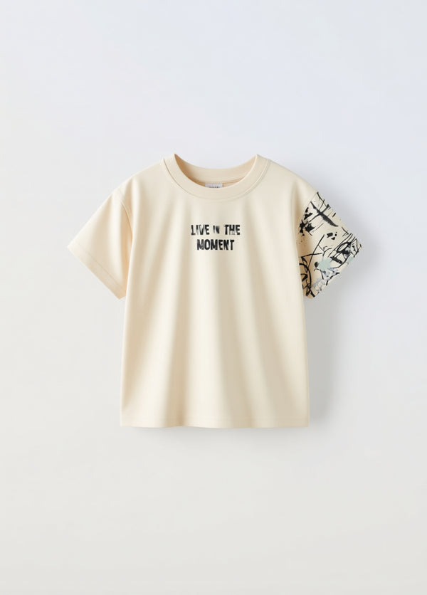 חולצה אוברסייז כותנה דגם LIVE IN