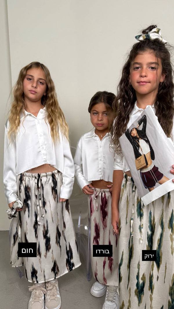 חולצה מכופתרת קרופ סאטן לילדות - דגם לני