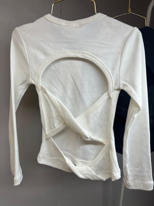 חולצה לילדות בייסיק שרוול ארוך גב פתוח