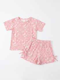 סט פיג’מה טריקו לילדות פרחים