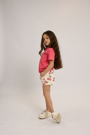 חליפה לילדות מבד טריקו וטרי דגם דובדבן