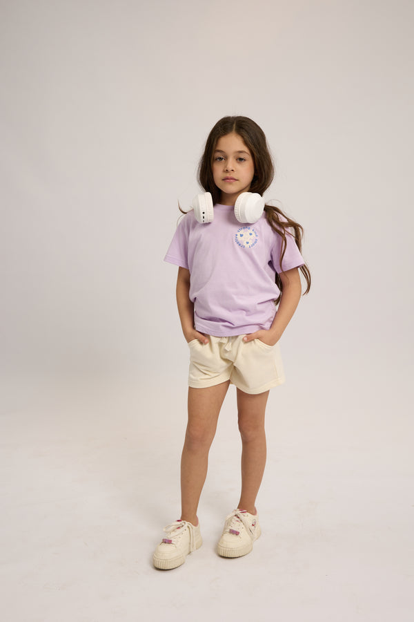 חליפה לילדות מבד טריקו וטרי דגם פרחוני