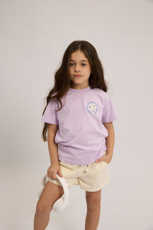 חליפה לילדות מבד טריקו וטרי דגם פרחוני