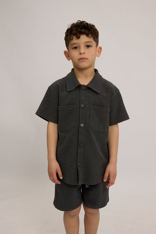 חליפת וופל פלאם מכופתרת לילדים