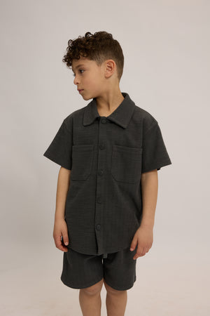 חליפת וופל פלאם מכופתרת לילדים