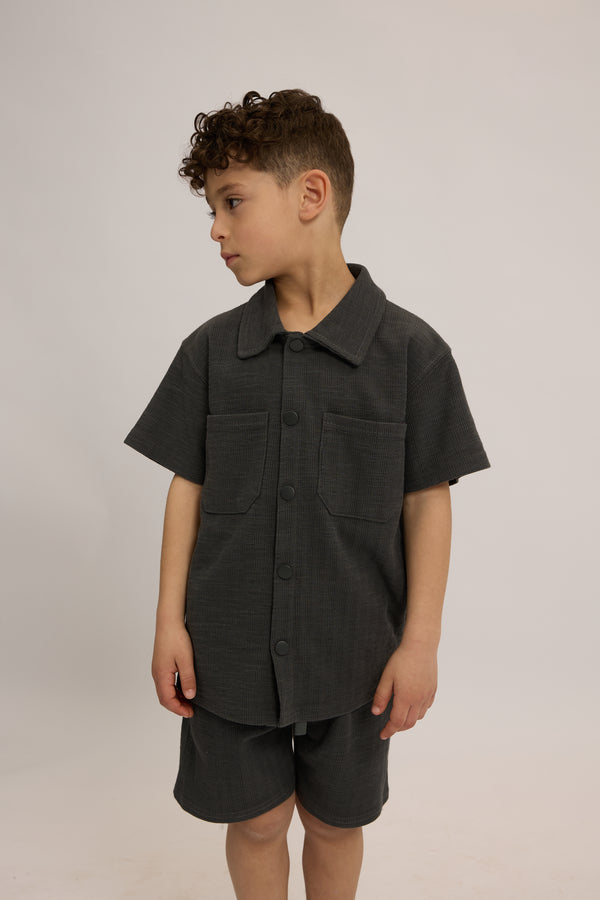 חליפת וופל פלאם מכופתרת לילדים