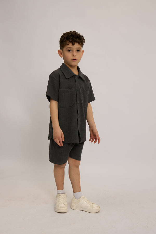 חליפת וופל פלאם מכופתרת לילדים