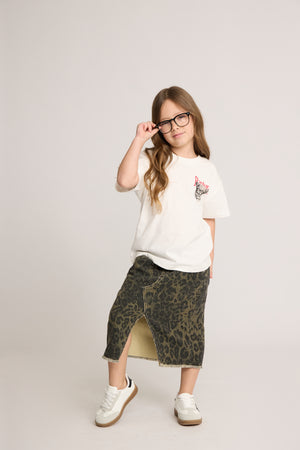 חצאית ג'ינס לילדות מנומר/חלק גזרת מידי