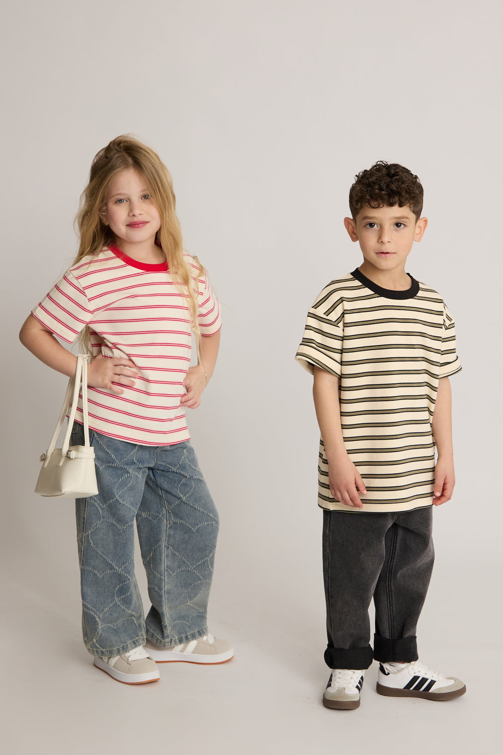 חולצה טריקו כותנה פסים לילדות