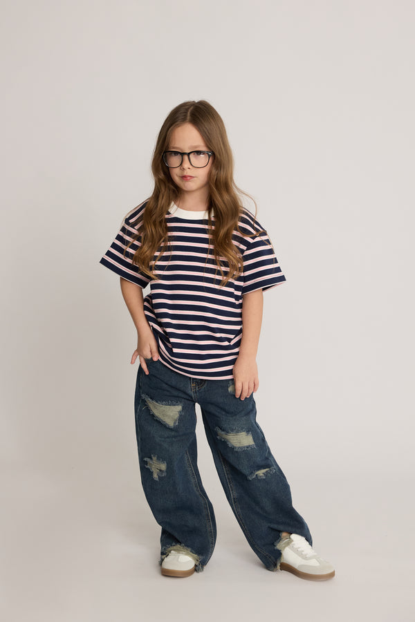 ג'ינס בנות כותנה רחב קרעים