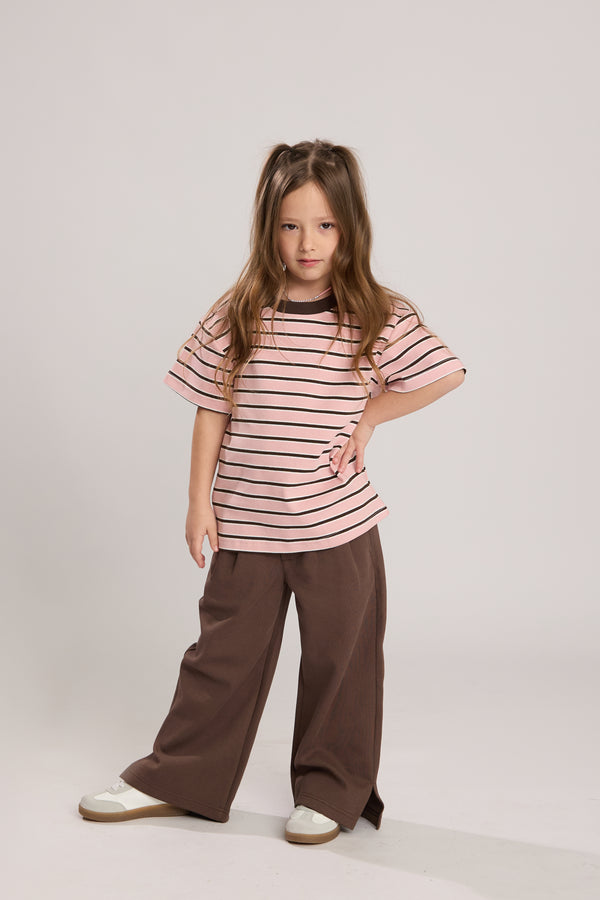 חולצה טריקו כותנה פסים לילדות